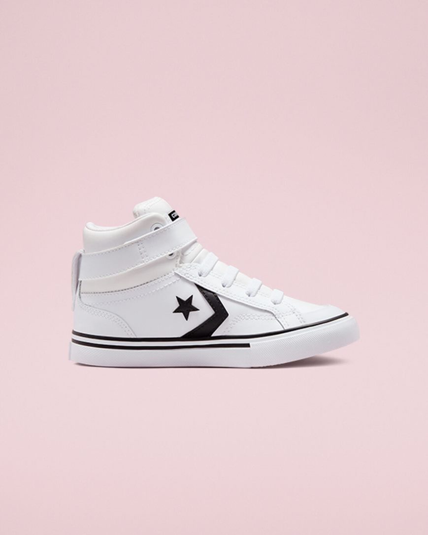 Tenis Converse Pro Blaze Alças Couro Cano Alto Menina Branco Pretas Branco | PT K084P7T